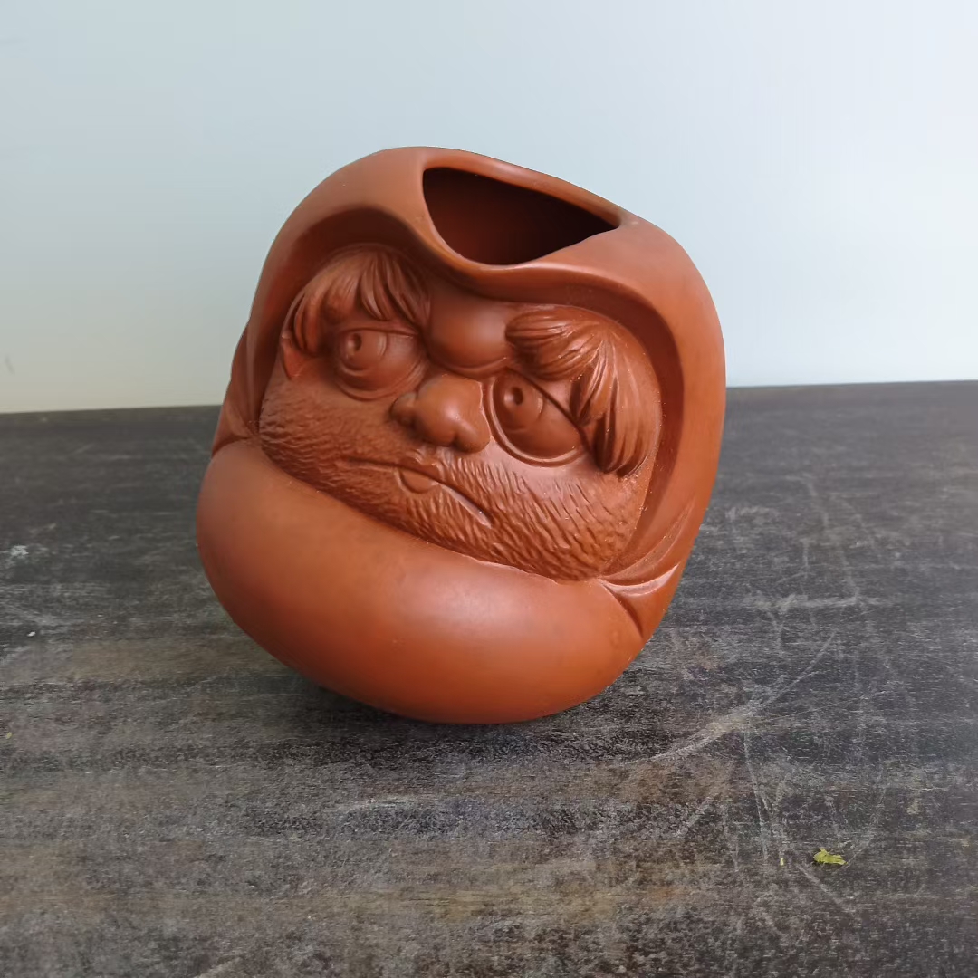 常滑烧朱泥达摩形德利酒瓶小花瓶 茶亦居日本古美术 SPS6-1