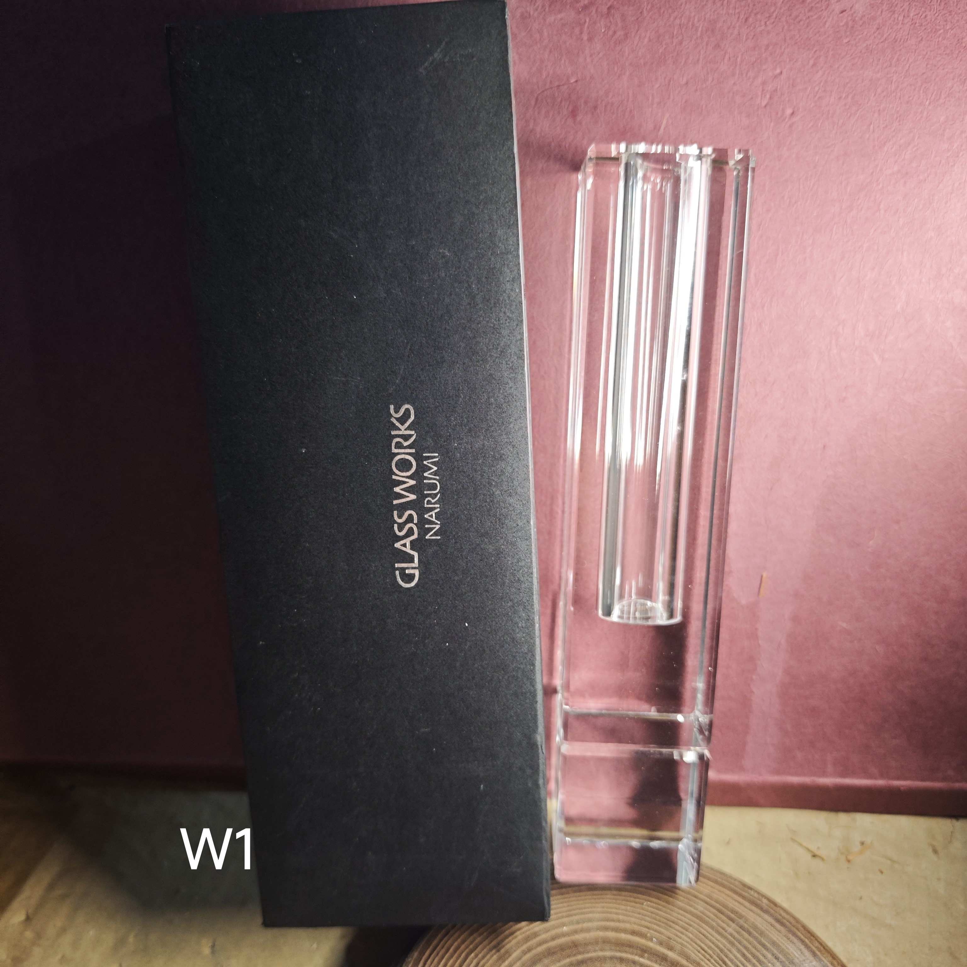 NARUMI GLASS WORKS方形水晶花瓶 小号 礼盒 茶亦居日本古美术W1