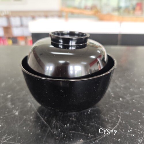 日本木胎黑漆盖碗吸物碗 食用器 日本漆器CYS