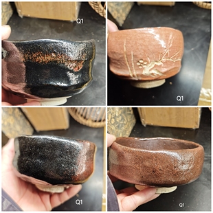 乐烧 日本黑乐抹茶碗 乐字款 手作茶器 茶亦居日本古美术Q1