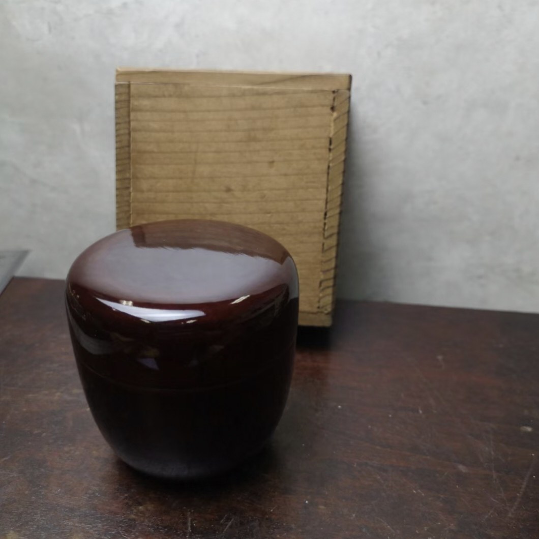 日本金莳绘茶枣茶叶罐 内绘 纸盒装 木胎 茶亦居日本古美术BJ5