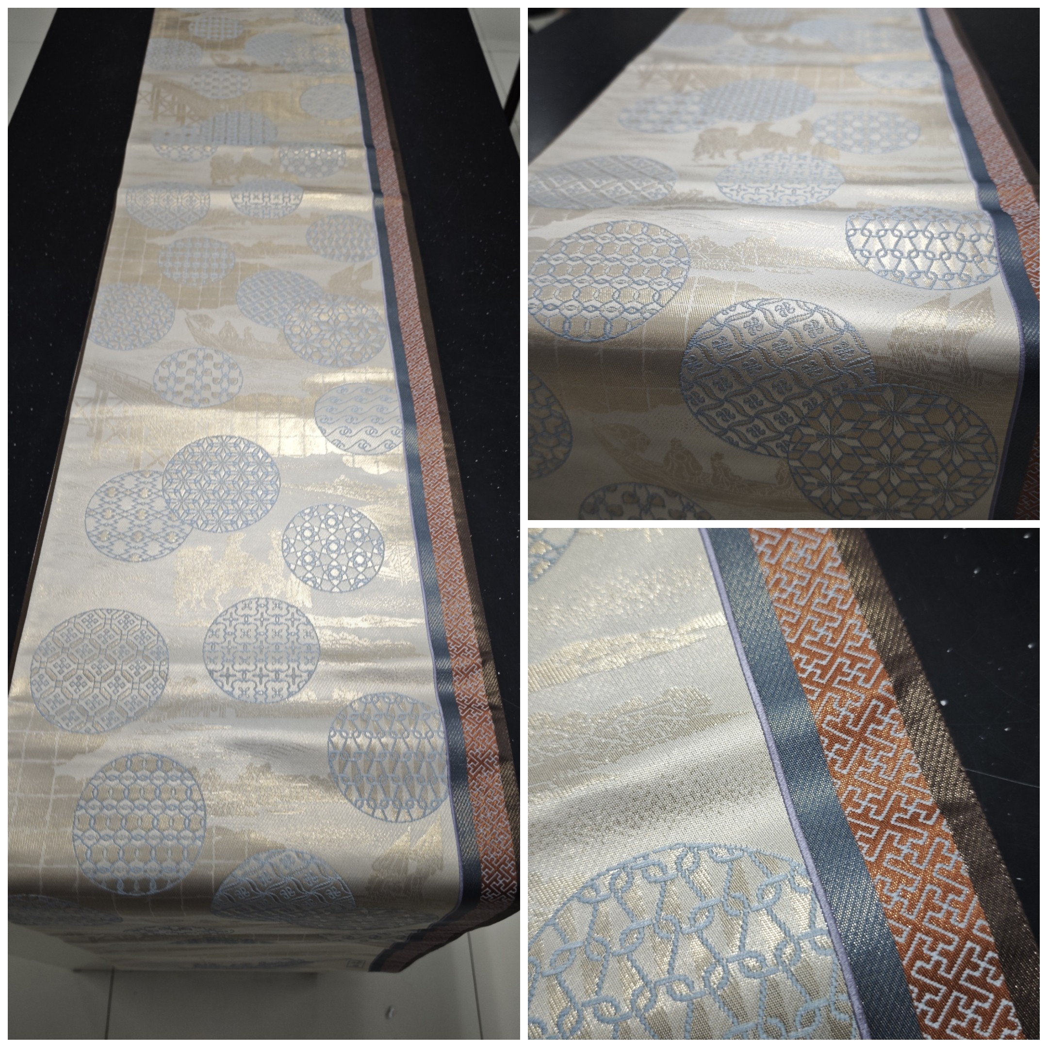 日本西阵织和服腰带桌旗茶席 双面花色 六通JL3