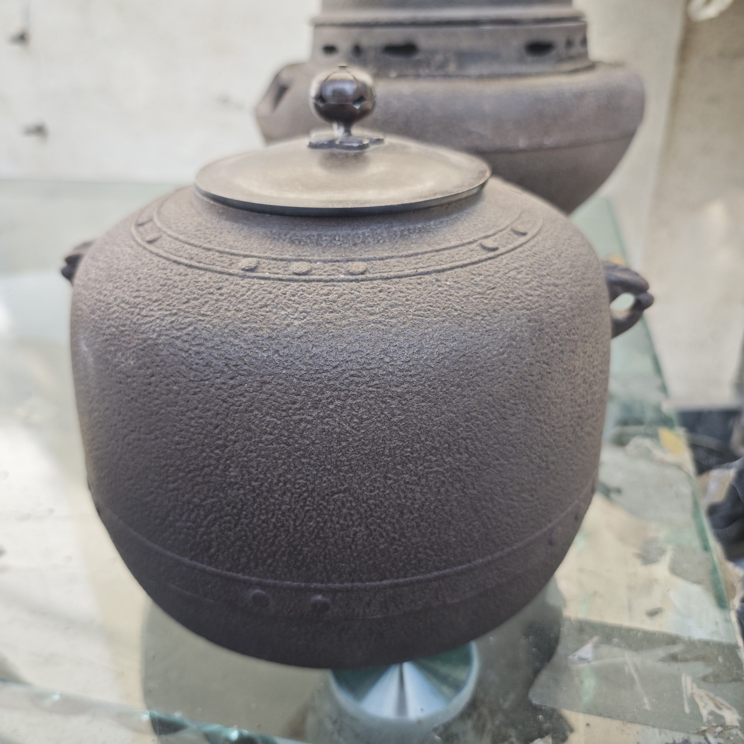 日本茶道用铁釜 铜盖 未使用 茶亦居日本古美术L8