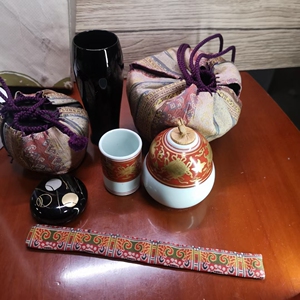 日本茶道具一套 黑乐 静山金襕手小官罐 茶亦居日本古美术JL-1