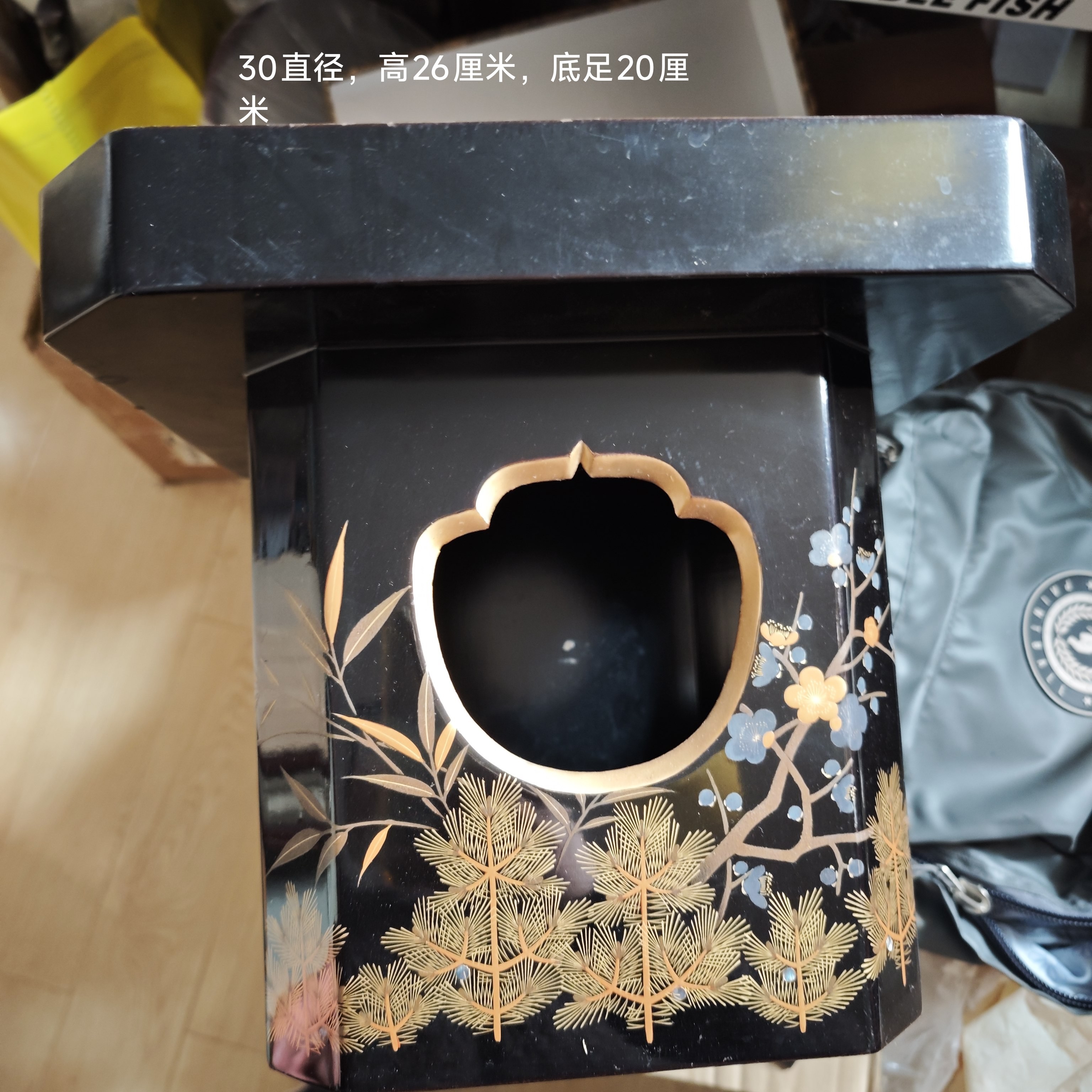 日本金莳绘漆器高足菓子盘 松竹梅 木胎 茶亦居日本古美术JL-1