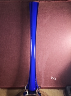 日本蓝色硝子玻璃细颈花瓶花入 微瑕 茶亦居日本古美术W3