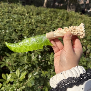 打制石器纯手工制作猫眼石猎刀游戏周边生日礼物鹿角刀柄把玩摆件