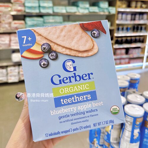 香港代购gerber嘉宝宝宝婴儿零食辅食磨牙棒米饼7个月+ 香蕉蓝莓