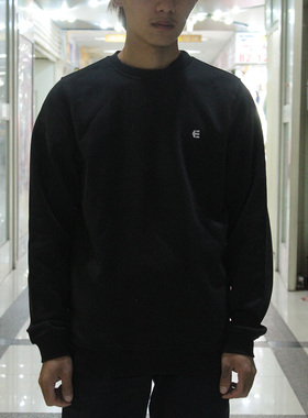 滑板品牌EMERICA ETINES ES套头卫衣帽衫滑板服装黑色纯棉秋冬穿