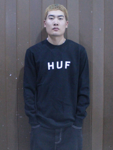 比较厚很保暖吊牌价779元 专柜正品 HUF圆领卫衣帽衫