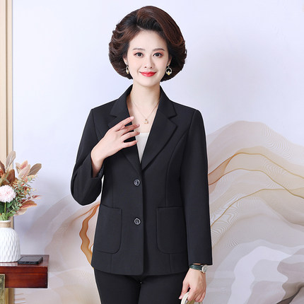 妈妈小西装外套春秋女中年时尚短款上衣中老年女装新款洋气小西服