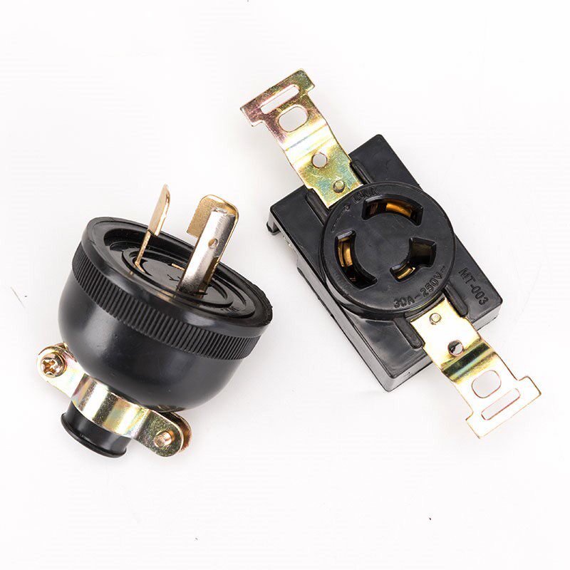 汽油发电机配件2kw 3kw 5kw 8kw美式防脱防松三脚插头插座