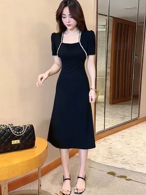 韩版A子裙其他纯色镶钻