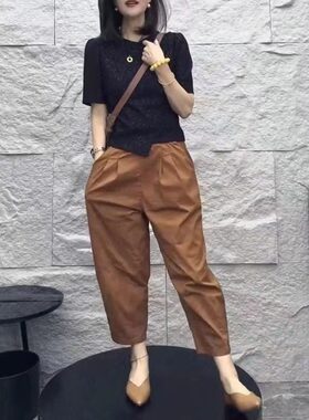 夏季大码显瘦短袖九分裤女套装