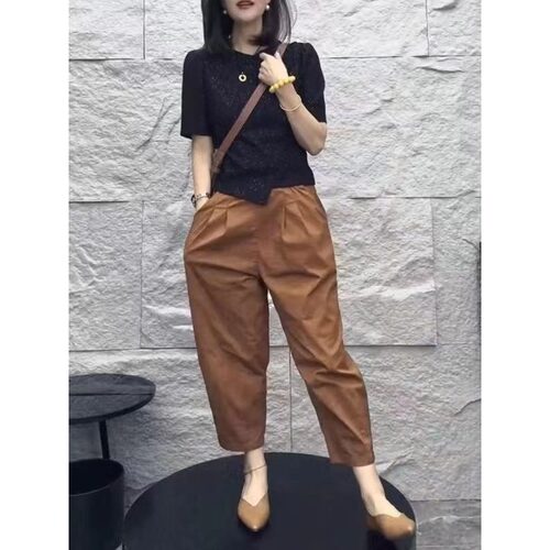 夏季大码显瘦短袖九分裤女套装