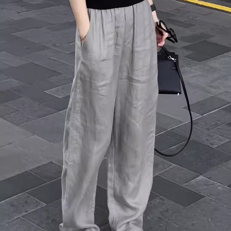 韩版慵懒风宽松垂感阔腿裤女2025夏季新款松弛感百搭高腰直筒裤