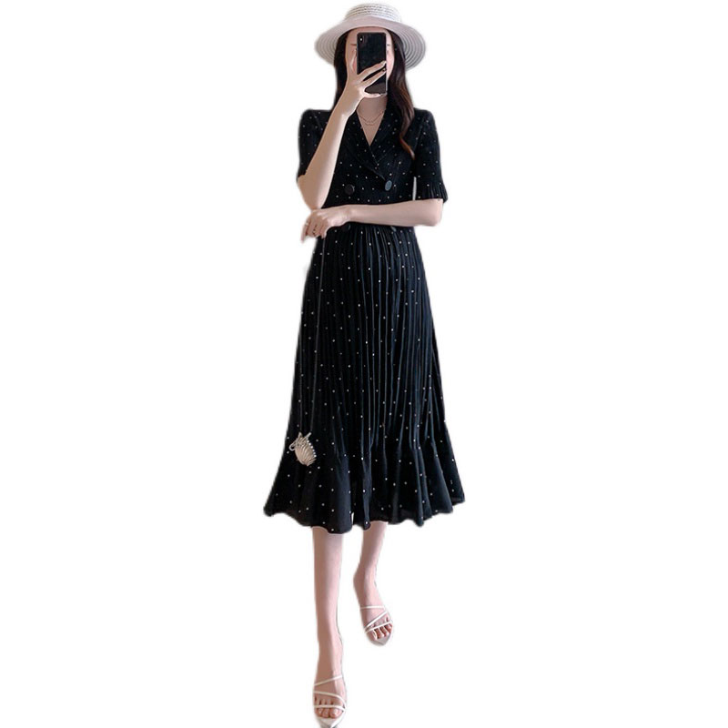 MATERNITY DRESSES SUMMER DRESSES SHORT SLEEVES FASHIONABLE 2022 NEW POLKA DOTS THIN SKIRTS OVER-THE-KNEE PLEATED CHIFFON SKIRTS TIDE