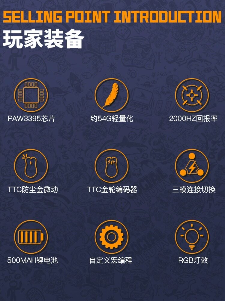 DARMOSHARK M3S PRO 경량 3395 E스포츠 게임 3모드 무선 BLUETOOTH 유선 마우스