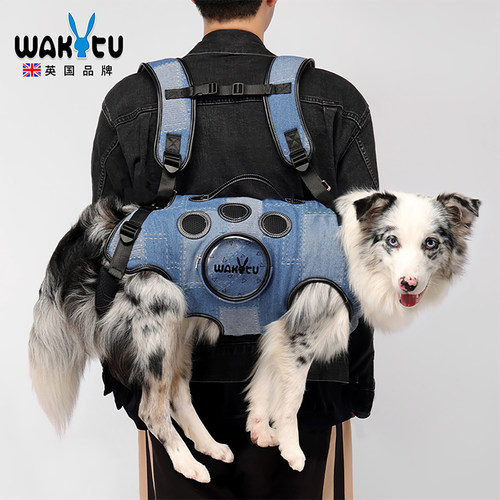 wakytu狗狗背包外出便携宠物双肩背带柯基中大型犬横背骑行狗包