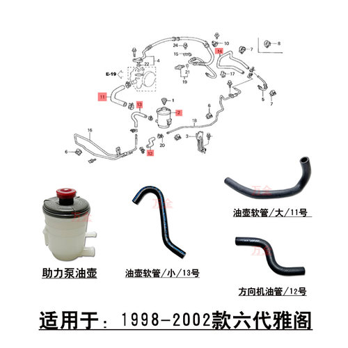 六代雅阁CG52.3方向机助力软管
