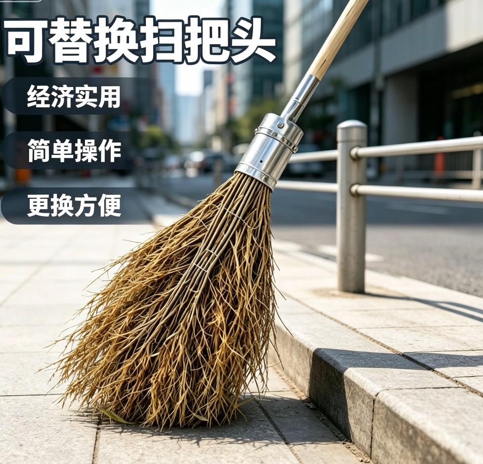 可替换重复使用竹扫把竹扫把头环卫物业学校工厂便宜大竹扫把