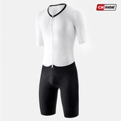 CNRIDE梭织面料专业公路车TT计时赛短袖 纯色竞技120kg坐垫 连体服