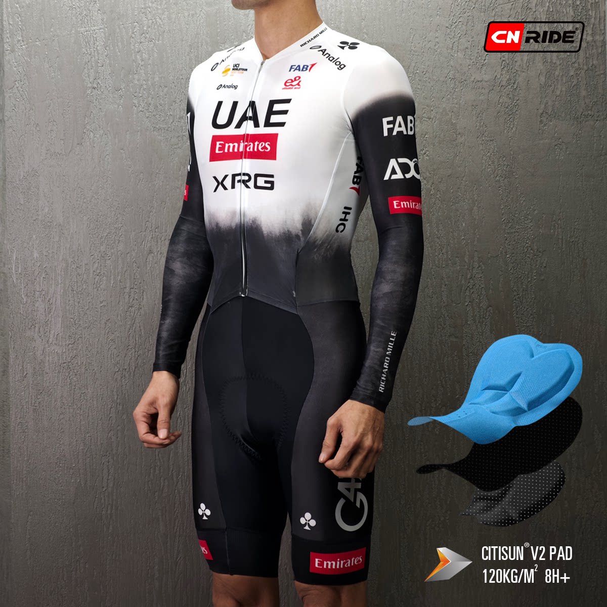 UAE车迷复刻版连体骑行服 阿联酋航空公路自行车队长短袖短裤套装