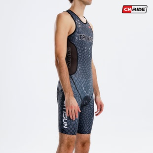 西铁三专业铁人三项运动比赛服 黑蟒纹男女款铁三背心竞技连体服