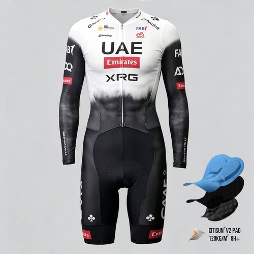 UAE车迷复刻版长袖竞技款连体服 阿联酋航空公路自行车队款骑行服