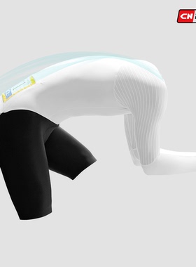 CR专业公路自行车计时赛长袖连体服 黑白纯色TT竞技款120kg坐垫