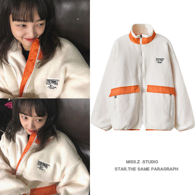 金宝罗边伯贤iu李知恩同款韩版羊羔毛加厚马夹外套男女情侣款冬新