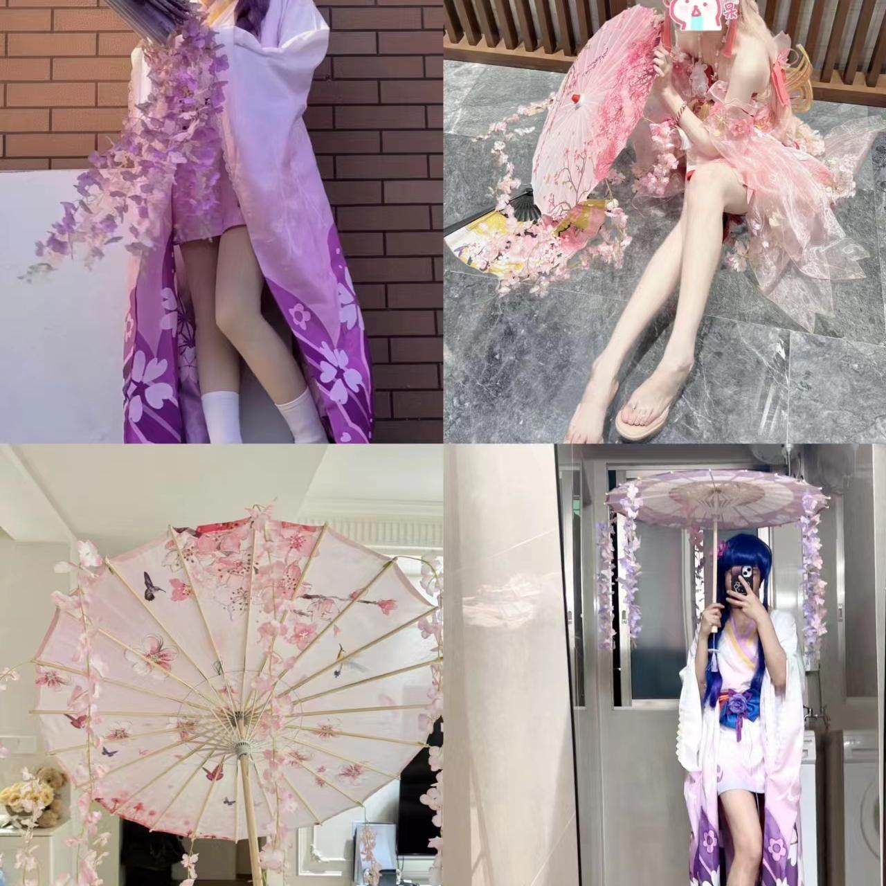 汉服古风伞花束工艺伞走秀拍照道具伞绸布伞油纸伞防小雨紫藤花伞
