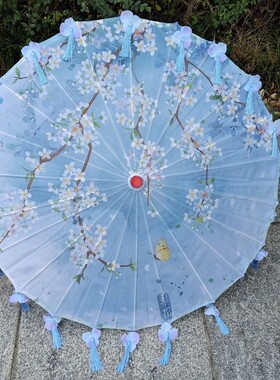 古风汉服流苏花瓣伞古装拍照道具油纸伞表演舞蹈伞吊顶装饰绸布伞