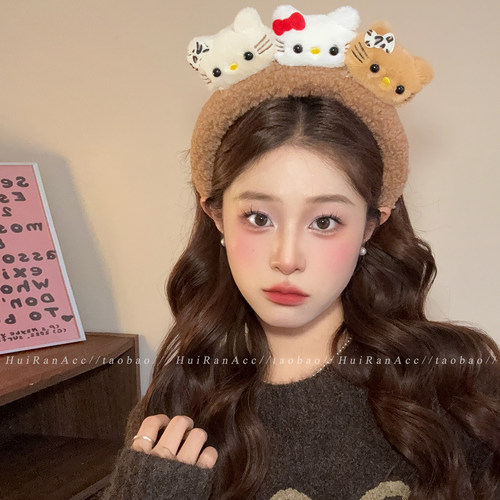 甜美kt猫毛绒发箍女2025新款秋冬