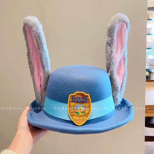 疯狂动物城朱迪警官兔耳朵礼帽子