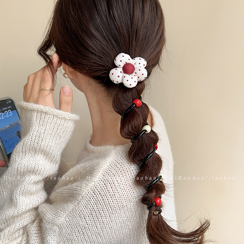 花朵蝴蝶结电话线发圈泡泡辫扎头发马尾发绳高弹力不勒头发头绳女