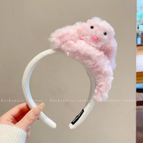 可爱卡通毛绒立体兔子发箍女