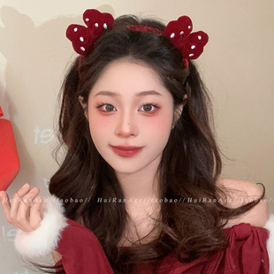 红色蝴蝶结新年氛围感发箍头饰女2025新款 喜庆洗脸头箍高级感发饰