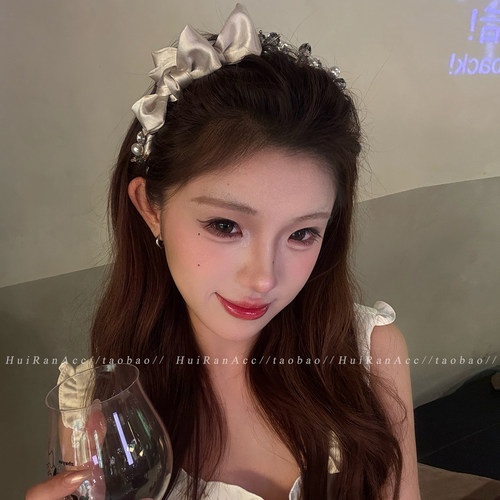 轻奢气质蝴蝶结闪钻发箍高颅顶