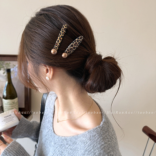 韩系复古豹纹发夹女2026新款洋气侧边碎发刘海夹子一字夹高端发饰