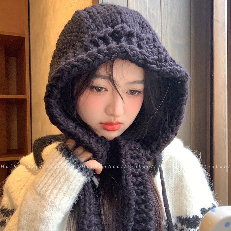 韩系纯色巴拉克拉法帽女2025新款秋冬氛围感保暖百搭时尚护耳帽子