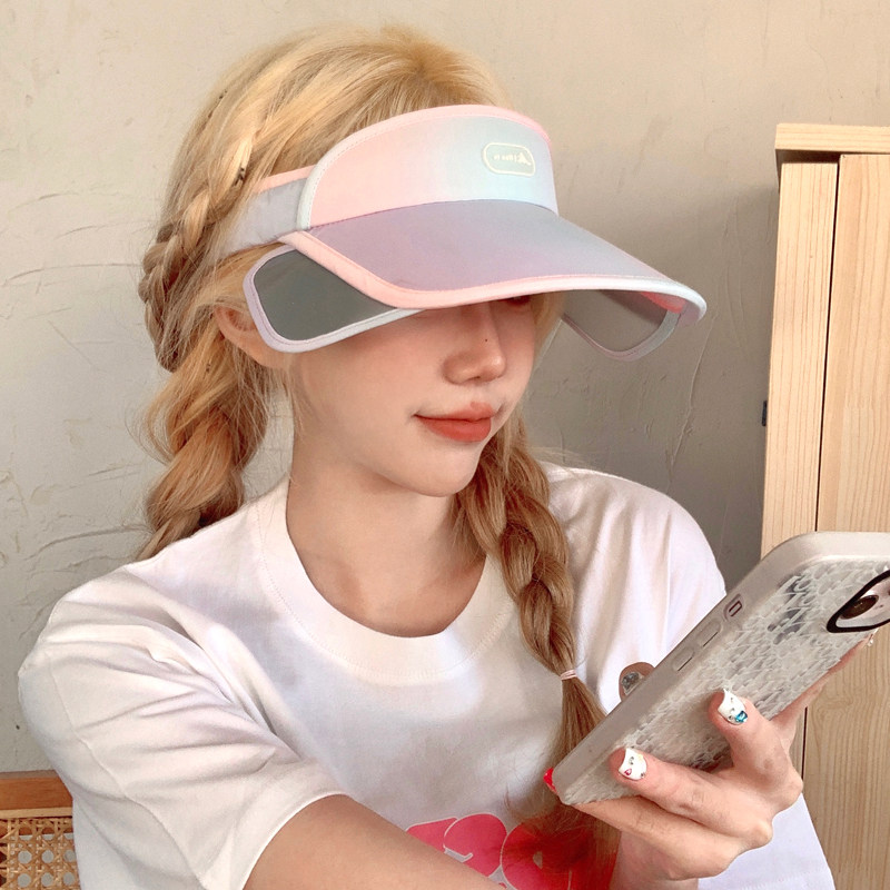 韩版防紫外线防晒空顶帽显脸小2023新款夏季遮阳帽渐变色太阳帽子
