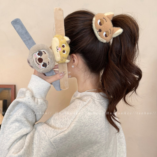 尼克朱迪毛绒发圈丸子头盘发