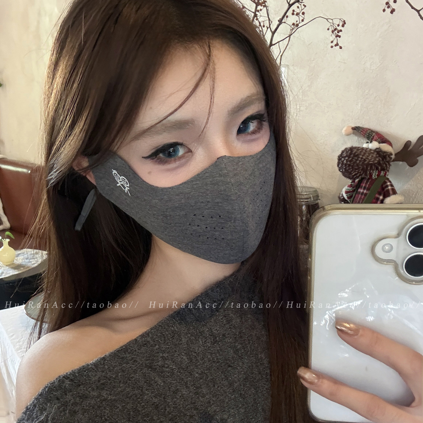 秋冬卡通火柴人保暖防风口罩女2026新款护眼角透气骑车面罩半脸型