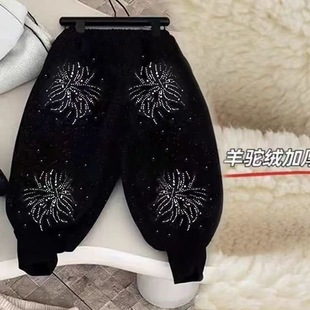 巨好看新男童裤子冬款亮闪闪儿童新年战袍加厚冬装休闲加绒哈伦裤