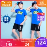 Летний комплект для мальчиков, летняя футболка с коротким рукавом, вместительные и большые штаны, подходит для подростков, в западном стиле