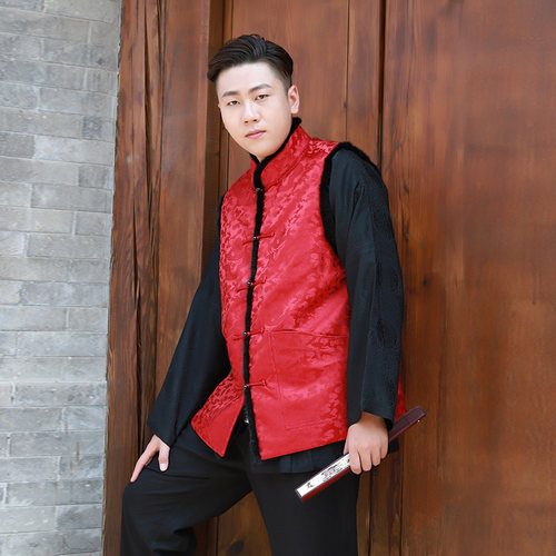 新款男士男装上衣中式立领棉马甲