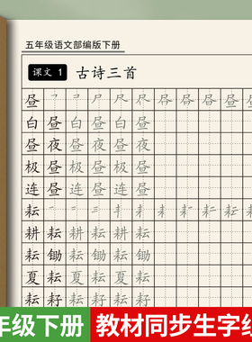 五年级练字帖上册下册生字组词字帖小学生专用语文同步人教版写字本练字本每日一练硬笔书法楷书字贴钢笔练习