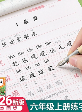 六年级上册下册人教版语文同步练字帖小学生正楷初学6每日一练钢笔字练字本写字课课练同步字帖楷书专用21天硬笔书法练习儿童临摹