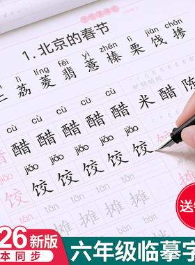 六年级上册下册练字帖人教版小学生语文同步正楷初学6每日一练钢笔字练字本写字课课练同步字帖楷书专用英语硬笔书法练习生字临摹
